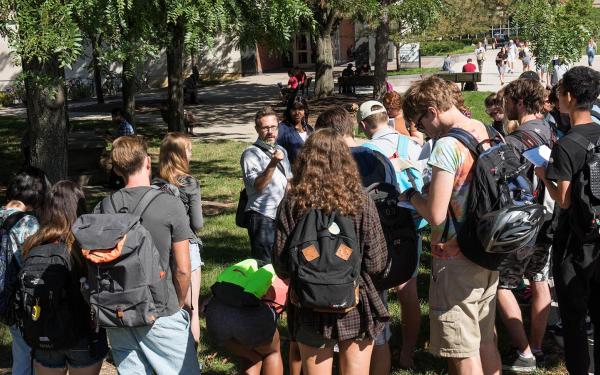Students in outdoor class